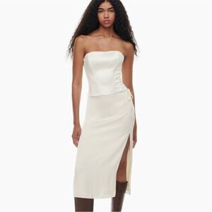 Wilfred Aritzia Castle Satin Bustier Womens Ivory Sz Large